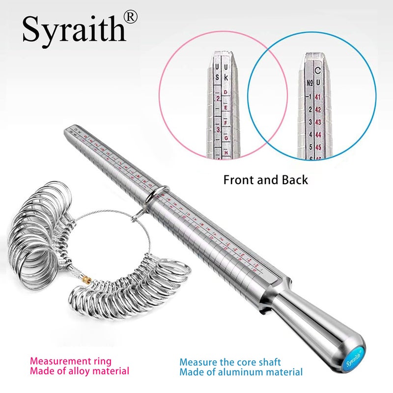 Syraith Ring Sizer Measuring Tool Metal Combination Suit for Finger Sizing Measuring&Jewelry Making&Ring Deformation Correction US Size 0-15 Attached Special Storage Box&polishing Cloth&Anti-Falling Ring - Image 2